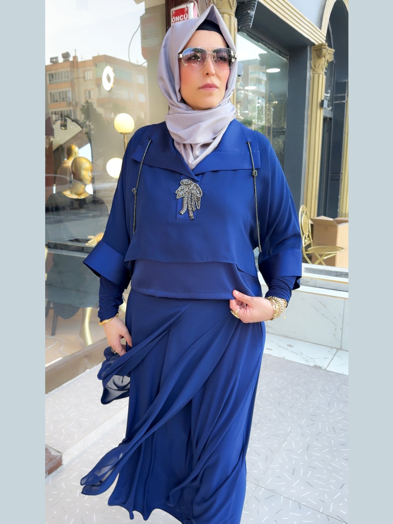 Blu Notte Lacivert İpli tasarım Etek Takım