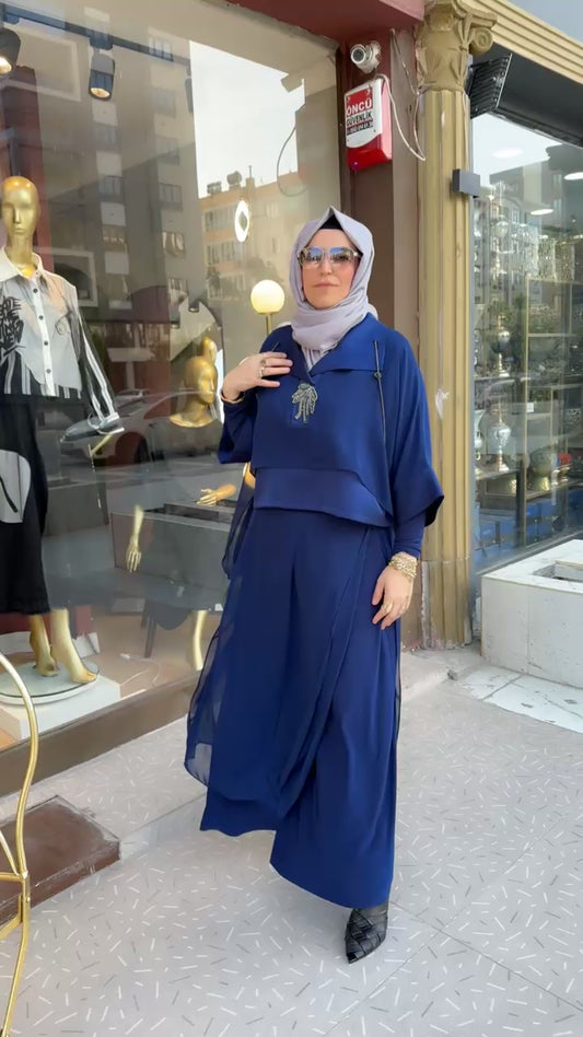 Blu Notte Lacivert İpli tasarım Etek Takım